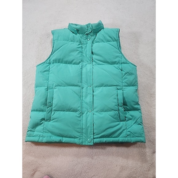 Gap Puffer Vest Womens Small Green Full Zip Pockets Mock Neck Casual Windproof - Picture 1 of 7